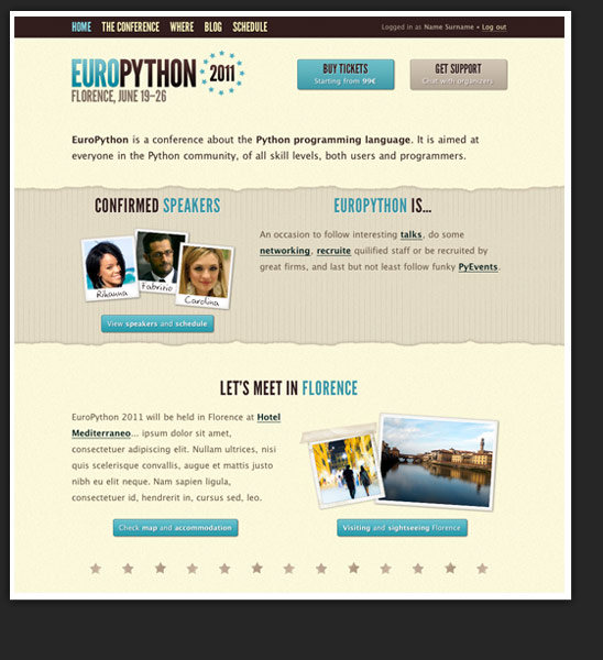 EuroPython 2011 web site screenshot